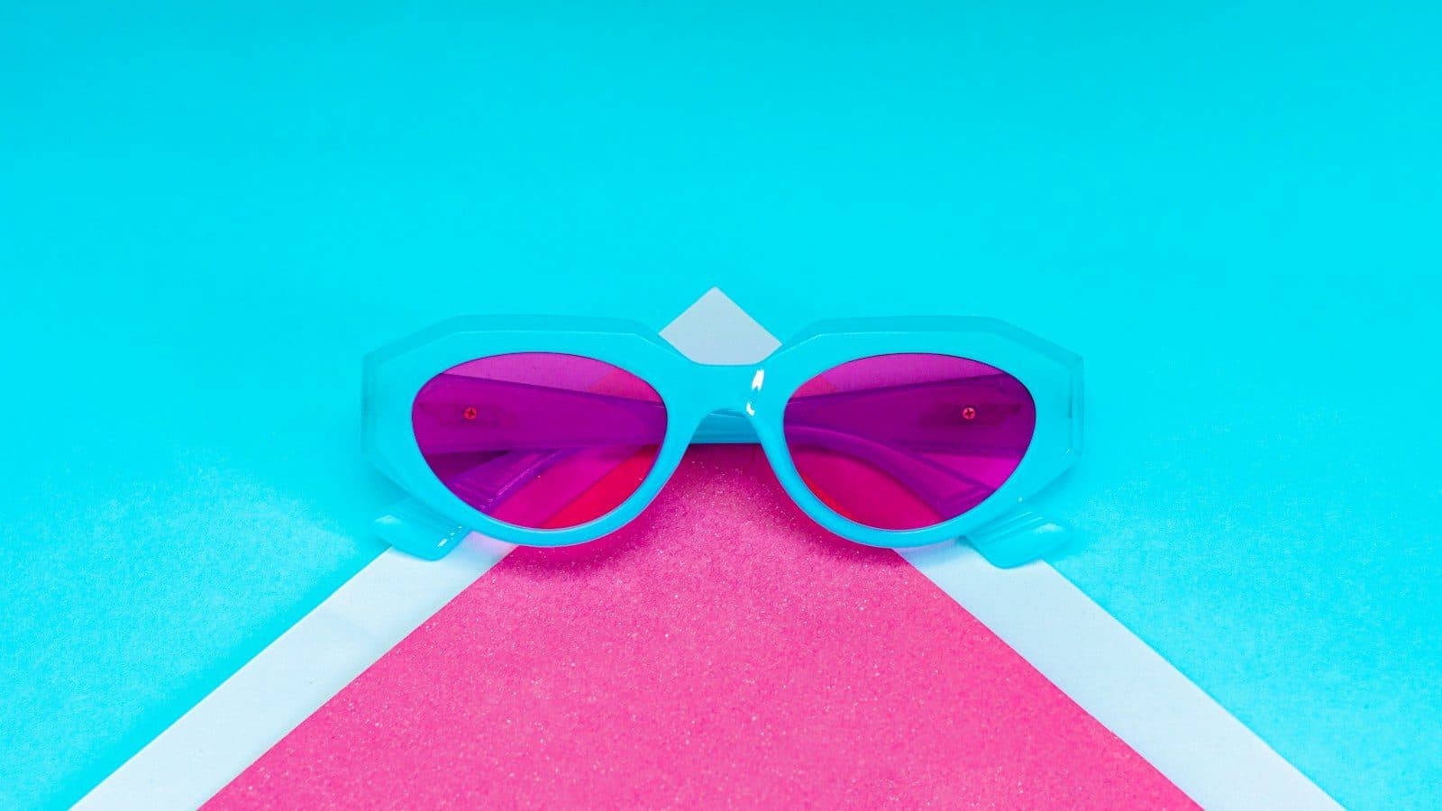 Bahr cat-eye sunglasses in aqua acetate with rose lenses